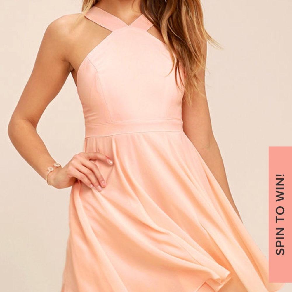 Lulus “Forevermore Peach Skater Dress” View 2